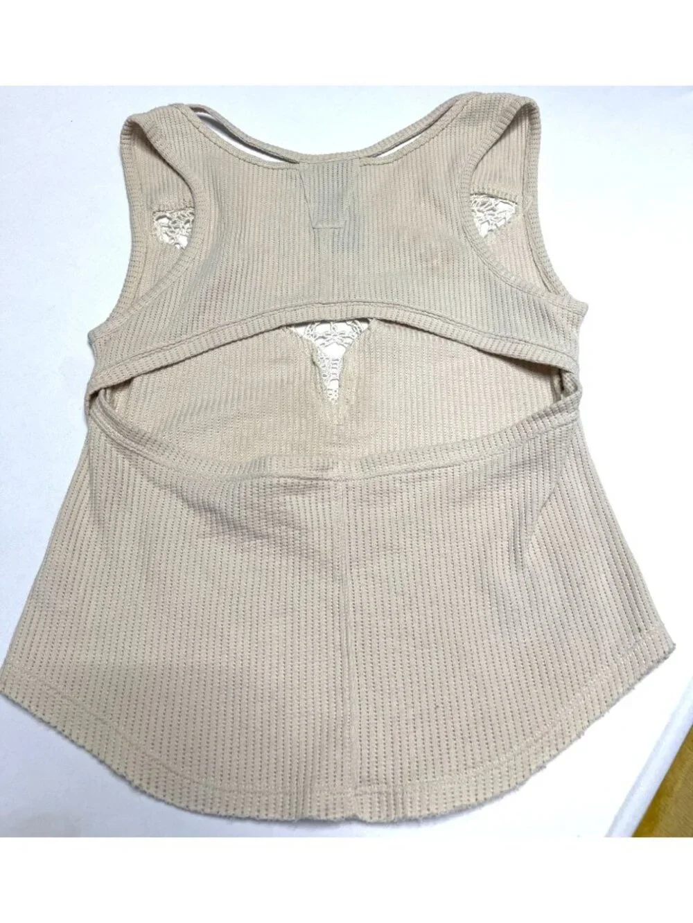 Free People New Romantics Lace Open Back Tank Top Sleeveless Blouse Size L